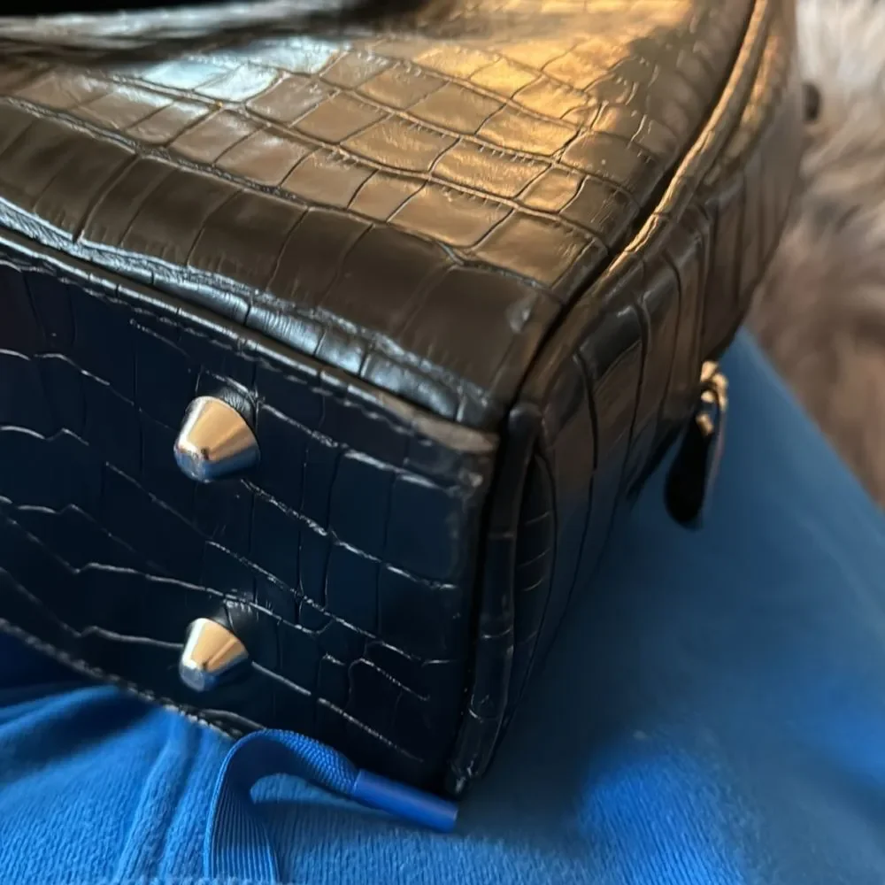 Mobile edge Faux black croc workbag
